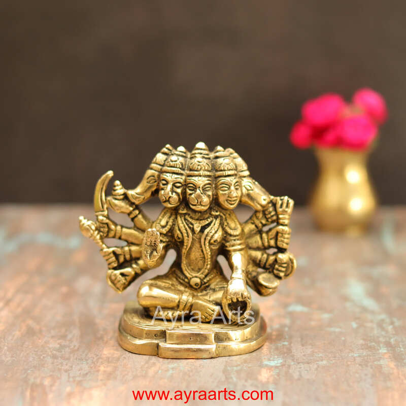 Brass Hanuman Panchamukha - 4 Inch Height
