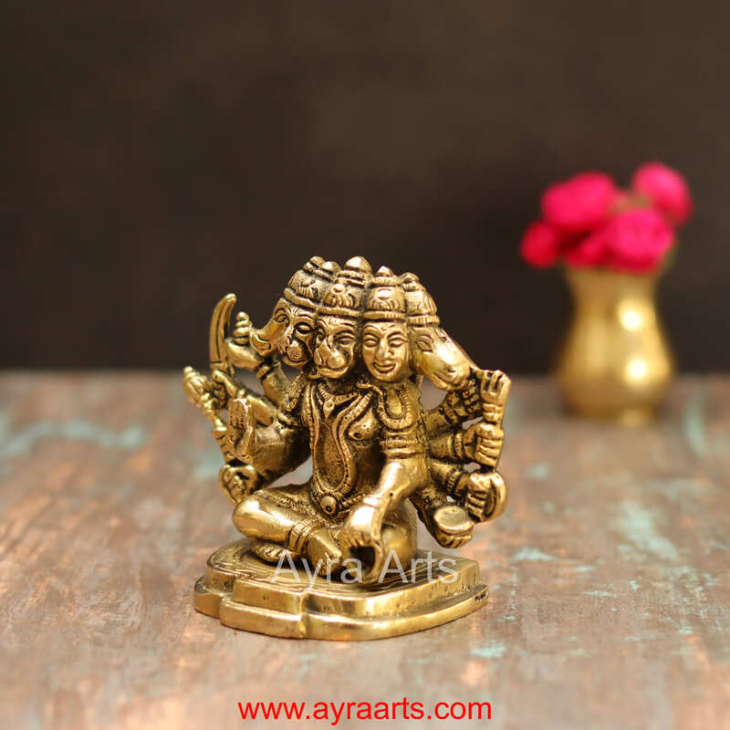 Brass Hanuman Panchamukha - 4 Inch Height
