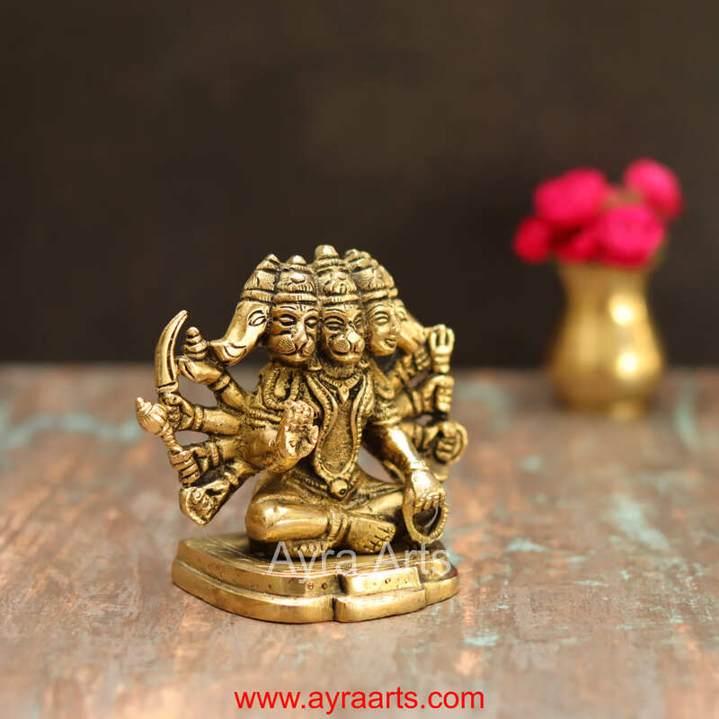 Brass Hanuman Panchamukha - 4 Inch Height