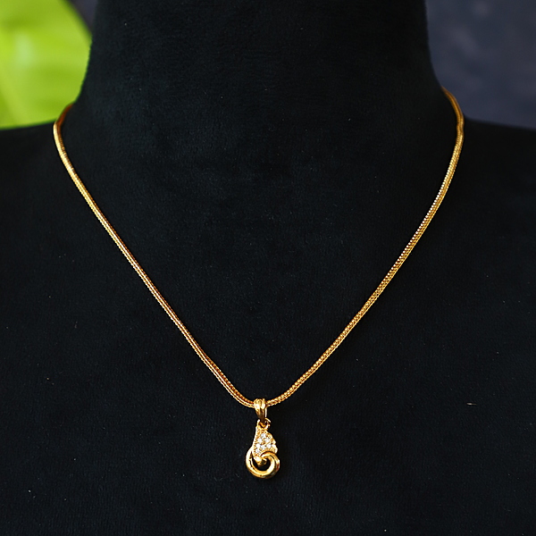 Gold finish trendy stones with pearl chain with earings