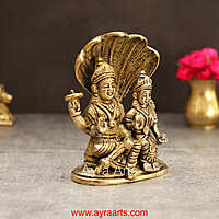 Brass Lakshmi Sametha Vishnu Murthi Idol Sitting On Sheshanag - 5.5 Inch Height