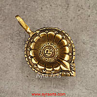 Brass Ethnic AUM/OM Deepak Diya with Handle Holder - 2.5 inch Height