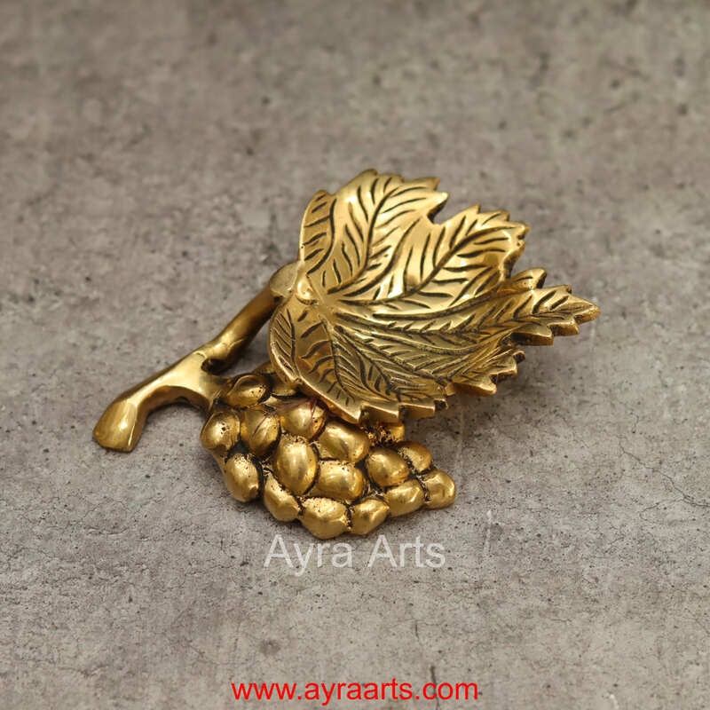 Grape Leaf Lamp Brass Diya for Spiritual Decor & Daily Prayers - 3.5 inch Length