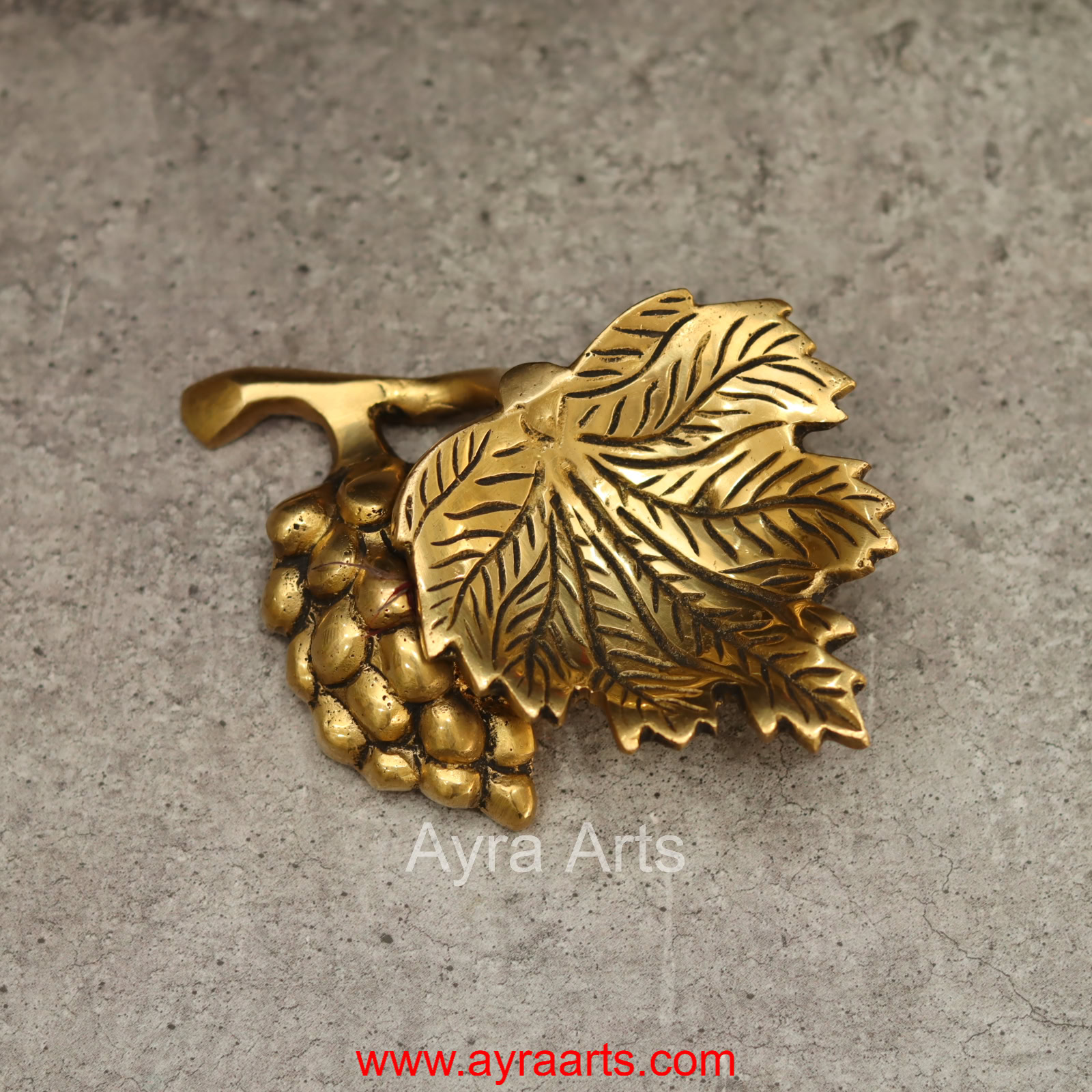 Grape Leaf Lamp Brass Diya for Spiritual Decor & Daily Prayers - 3.5 inch Length
