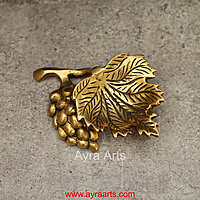 Grape Leaf Lamp Brass Diya for Spiritual Decor & Daily Prayers - 3.5 inch Length