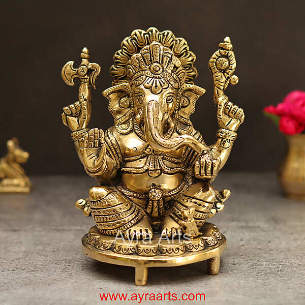 Brass Ganesh 6.5 Inch Height