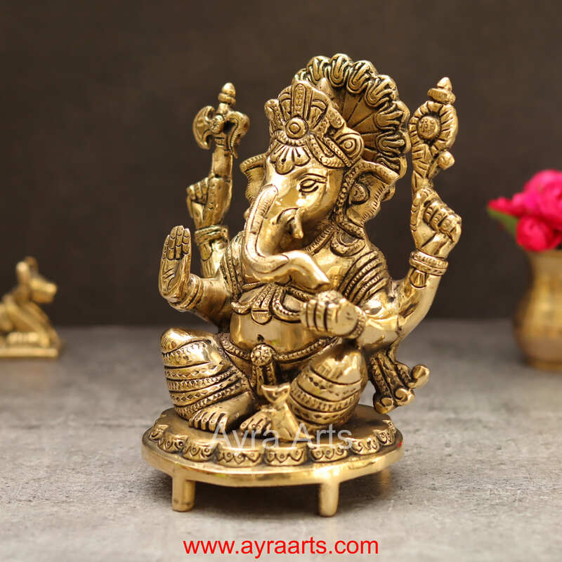 Brass Ganesh 6.5 Inch Height