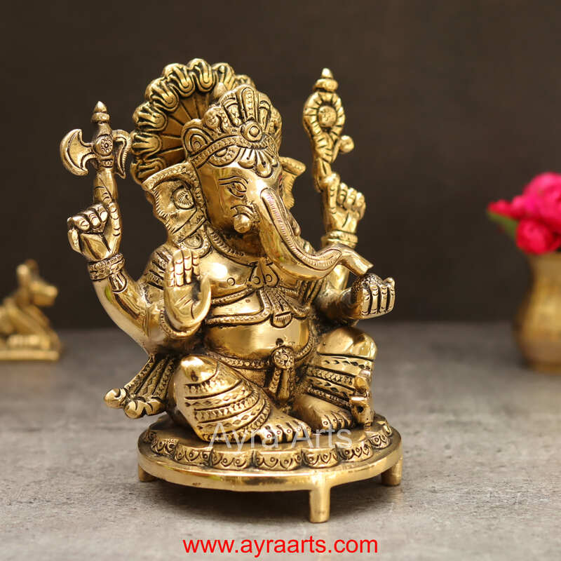 Brass Ganesh 6.5 Inch Height