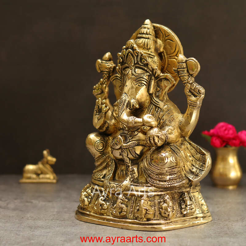 Brass Ashta Ganesh 9 Inch Height