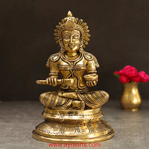 Pure Brass Mata Annapurna Devi Idol Godess of Food- 8 Inch Height