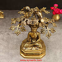 Brass Budha Under The Tree - 9.5 Inch Height