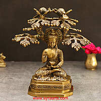 Brass Budha Under The Tree - 9.5 Inch Height