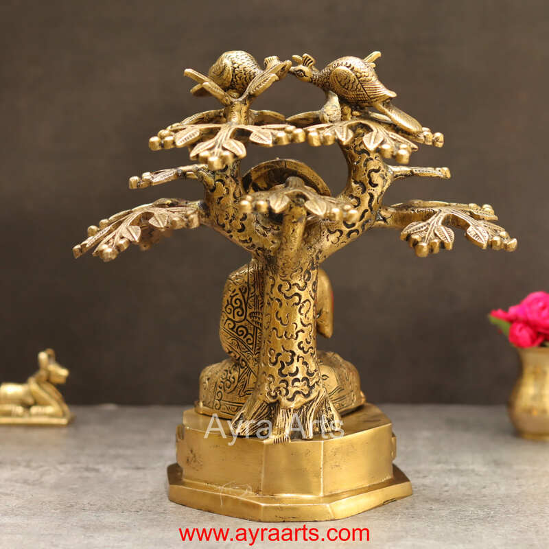 Brass Budha Under The Tree - 9.5 Inch Height