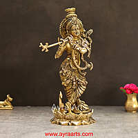 Lord Murli Manohar Krishna Krishan Brass Statue Murti Gift & Home Decor - 13 Inch Height