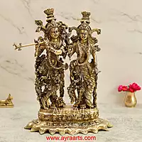 Brass Radha Krishna Superfine Idol for Puja and Home Decor – 15 Inch Height