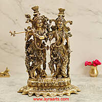 Brass Radha Krishna Superfine Idol for Puja and Home Decor – 15 Inch Height