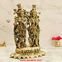 Brass Radha Krishna Superfine Idol for Puja and Home Decor – 15 Inch Height