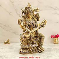 Brass saraswati Devi Idol 14.5 Inch Height