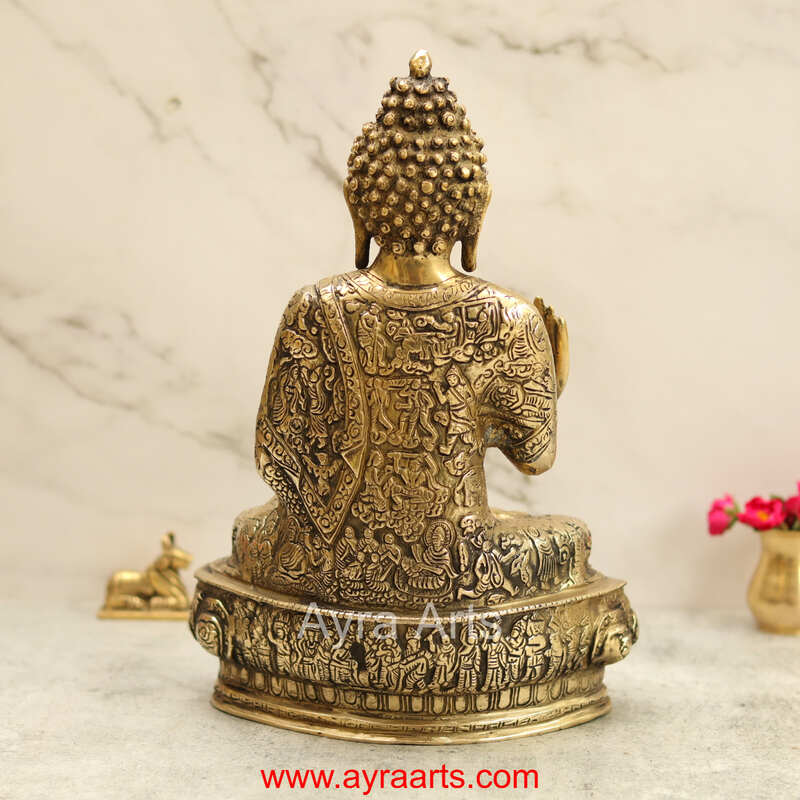 Brass Buddha Idol - 12.5 Inch Height