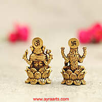 Premium Brass Lakshmi Ganesh Idols Pair - 1.5 Inch Height