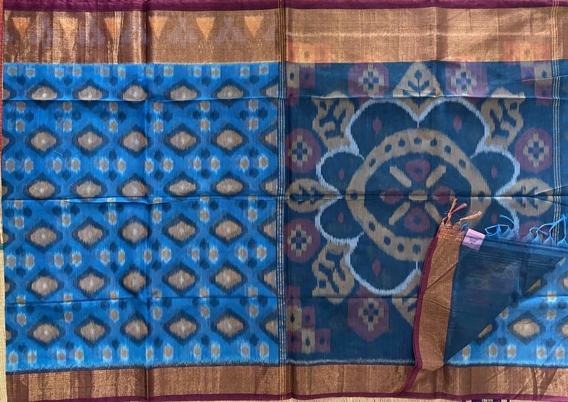 Subodini - Ikkat Kora Silk Cotton Saree 6432