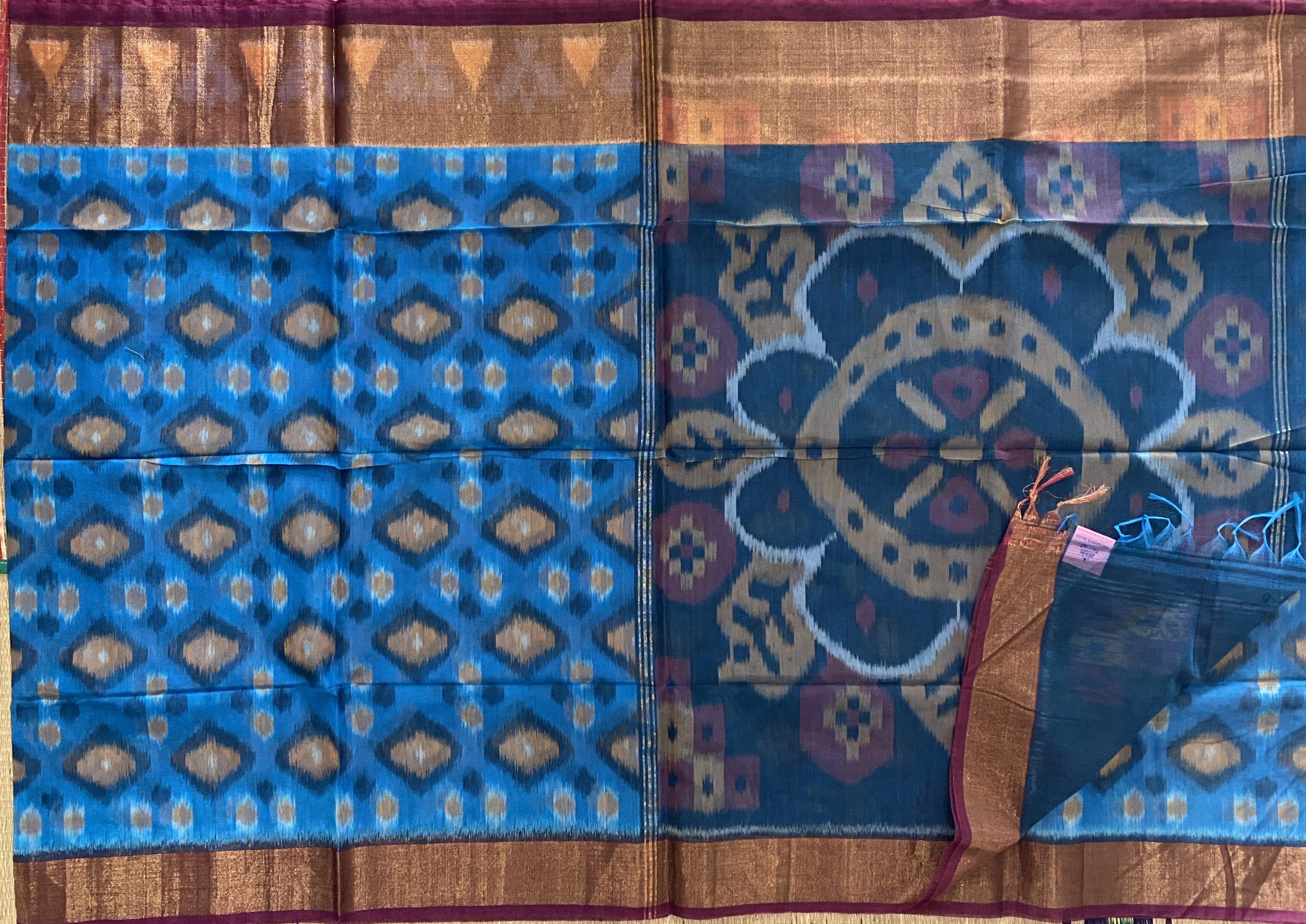 Subodini - Ikkat Kora Silk Cotton Saree 6432