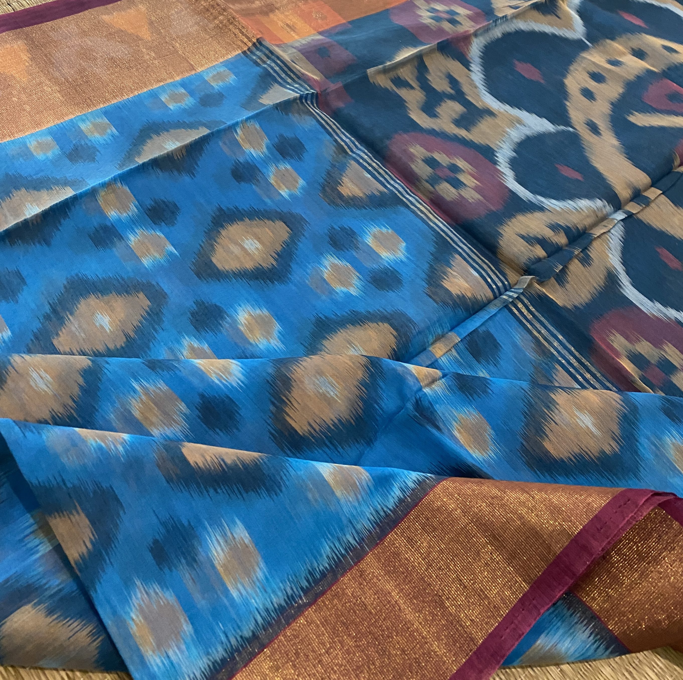 Subodini - Ikkat Kora Silk Cotton Saree 6432