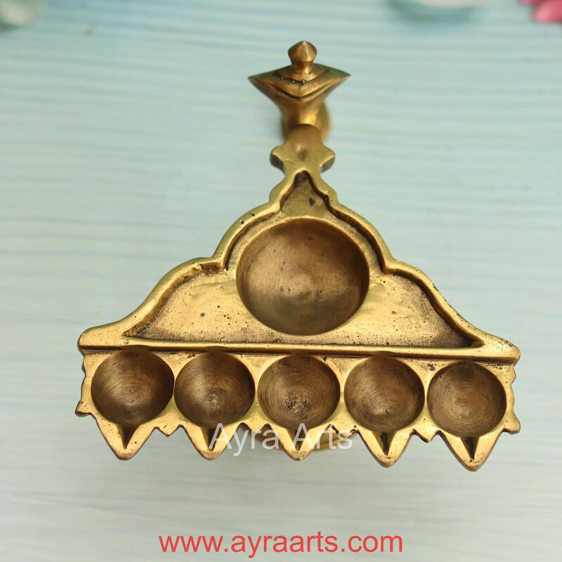 Brass Pancha Aarthi - 6 Inch Height