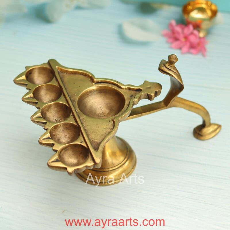 Brass Pancha Aarthi - 6 Inch Height