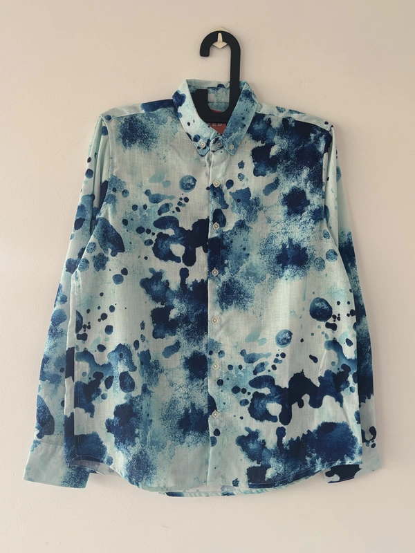 Blue Graphic printed linen shirts