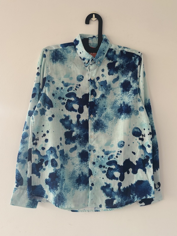 Blue Graphic printed linen shirts