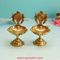 Brass Shank Chakra Diya Set - 4.8 Inch Height