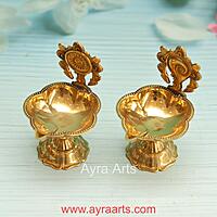 Brass Shank Chakra Diya Set - 4.8 Inch Height