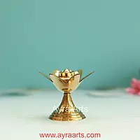 Brass Lotus Petals Design Agardan/Agarbatti Stand Elegant Incense Stick Holder - 2.5 Inch Height