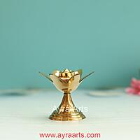 Brass Lotus Petals Design Agardan/Agarbatti Stand Elegant Incense Stick Holder - 2.5 Inch Height