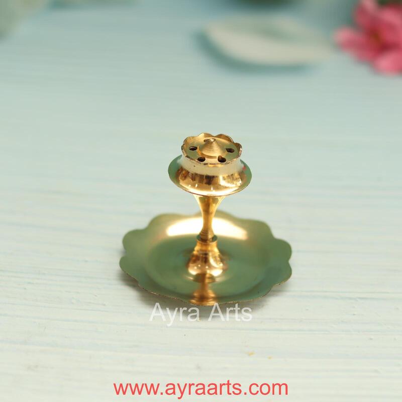 Brass Agardan/Agarbatti Stand Elegant Incense Stick Holder - 2.2 Inch Height