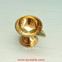 Simple Traditional Brass Plain Nanda Gold Diya for Puja