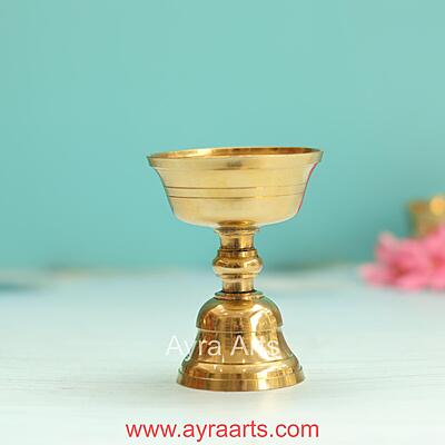 Brass Tibetan Butter Lamp Nanda Vilaku - 3 Inch Height