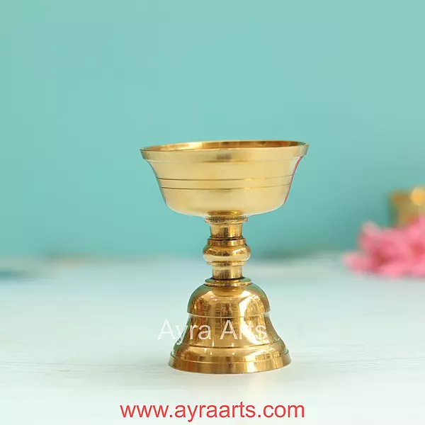 Brass Tibetan Butter Lamp Nanda Vilaku - 3 Inch Height