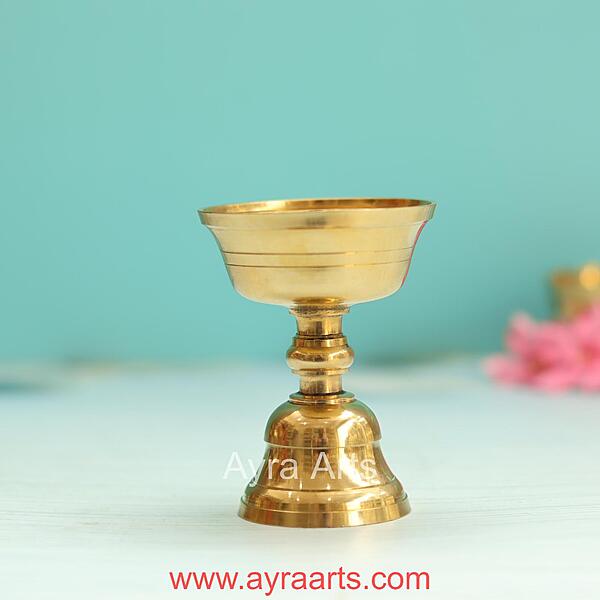 Brass Tibetan Butter Lamp Nanda Vilaku - 3 Inch Height