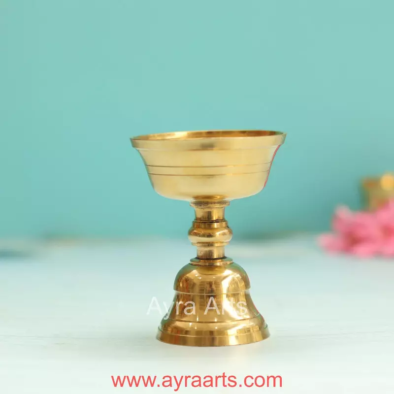 Brass Tibetan Butter Lamp Nanda Vilaku - 3 Inch Height