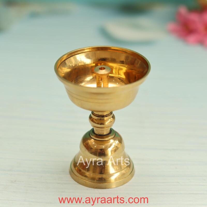 Brass Tibetan Butter Lamp Nanda Vilaku - 3 Inch Height