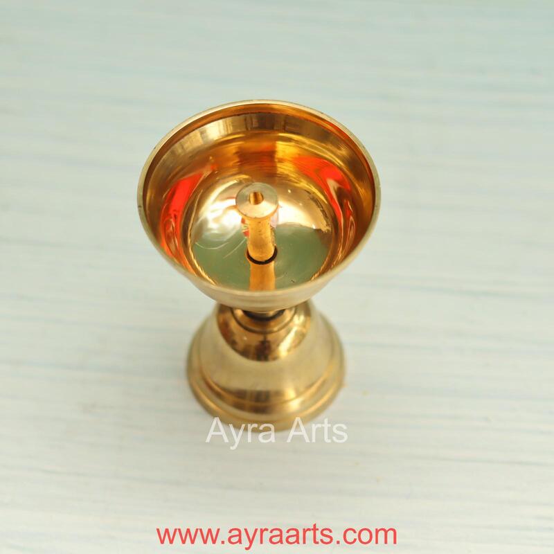 Brass Tibetan Butter Lamp Nanda Vilaku - 3 Inch Height