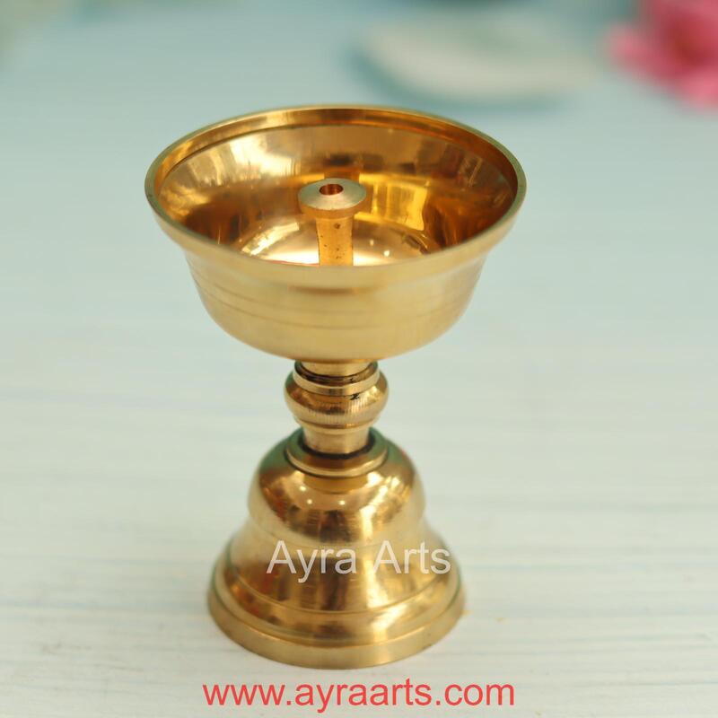 Brass Tibetan Butter Lamp Nanda Vilaku - 3 Inch Height