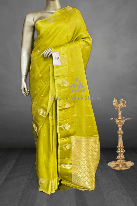 Soumya -  Mango Silk Saree in Satin Border SWS240