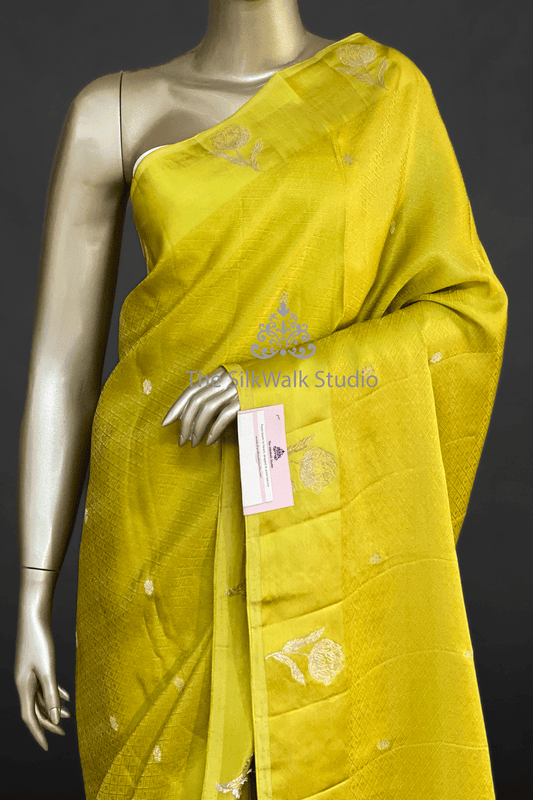 Soumya -  Mango Silk Saree in Satin Border SWS240