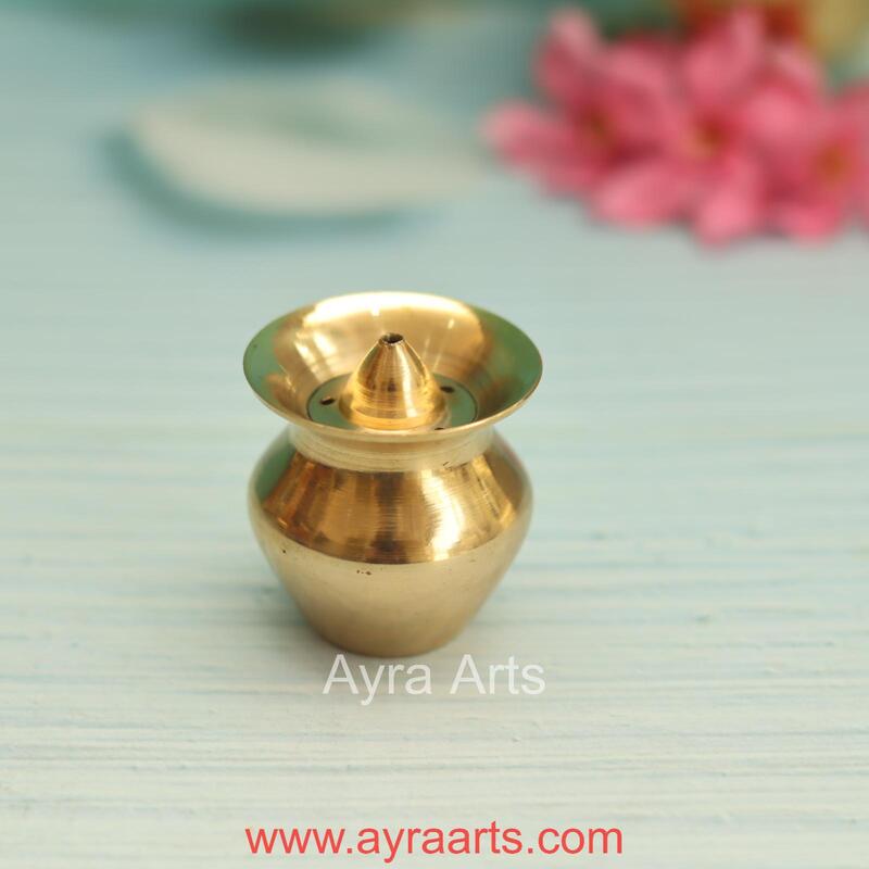 Brass Pot Design Agardan/Agarbatti Stand Elegant Incense Stick Holder - 1.5 Inch Height