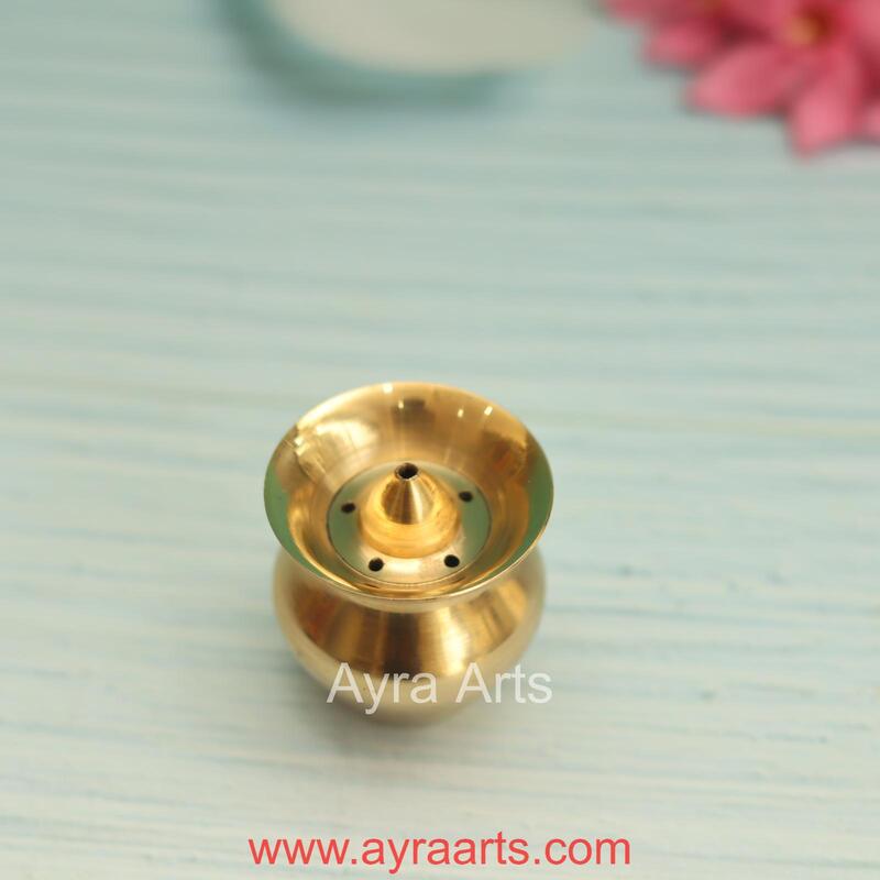 Brass Pot Design Agardan/Agarbatti Stand Elegant Incense Stick Holder - 1.5 Inch Height
