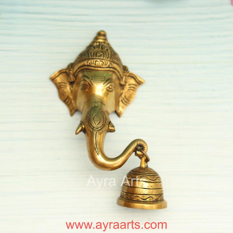 Brass Ganesh Wall Hanging Bell - 7 Inch Height