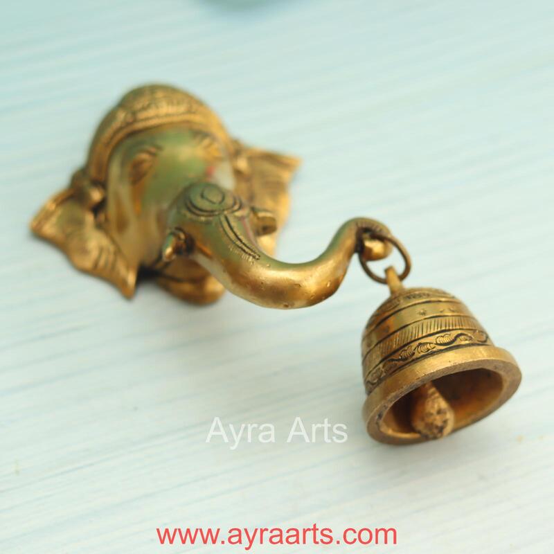 Brass Ganesh Wall Hanging Bell - 7 Inch Height